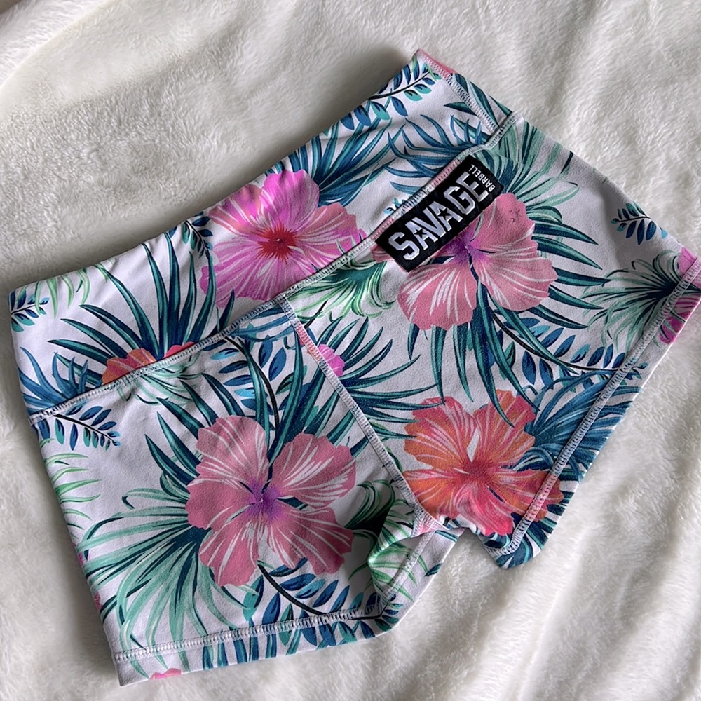 SAVAGE barbell floral print small shorts